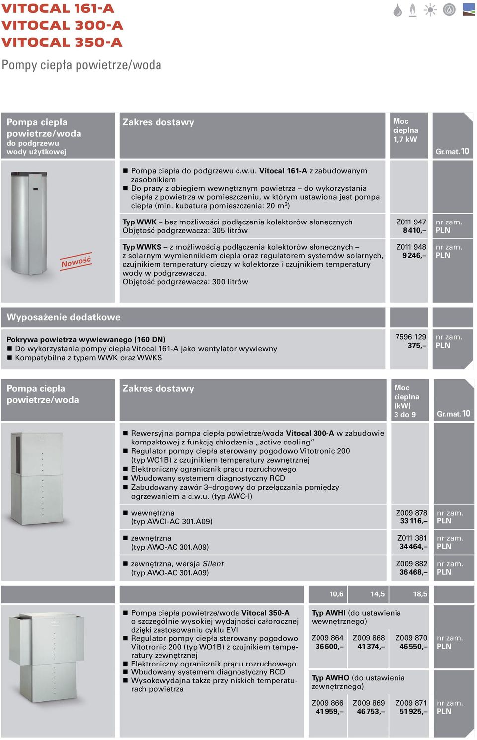 kubatura pomieszczenia: 20 m 3 ) Typ K bez możliwości podłączenia kolektorów słonecznych Objętość podgrzewacza: 305 litrów Z011 947 8 410, Typ KS z możliwością podłączenia kolektorów słonecznych z