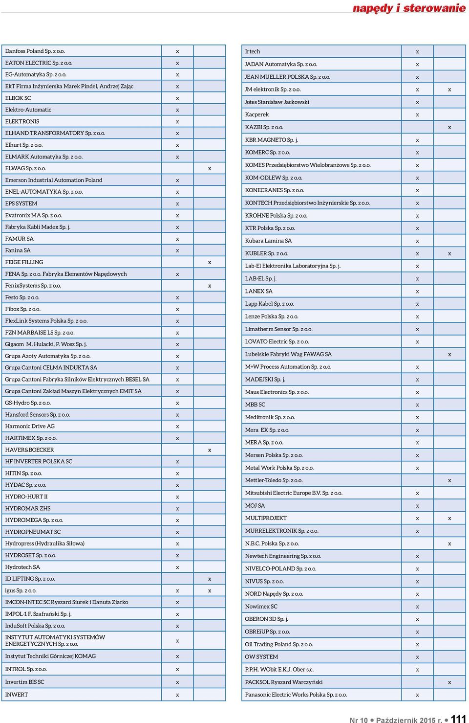 z o.o. Emerson Industrial Automation Poland KOM-ODLEW Sp. z o.o. ENEL-AUTOMATYKA Sp. z o.o. KONECRANES Sp. z o.o. EPS SYSTEM KONTECH Przedsiębiorstwo Inżynierskie Sp. z o.o. Evatroni MA Sp. z o.o. KROHNE Polska Sp.