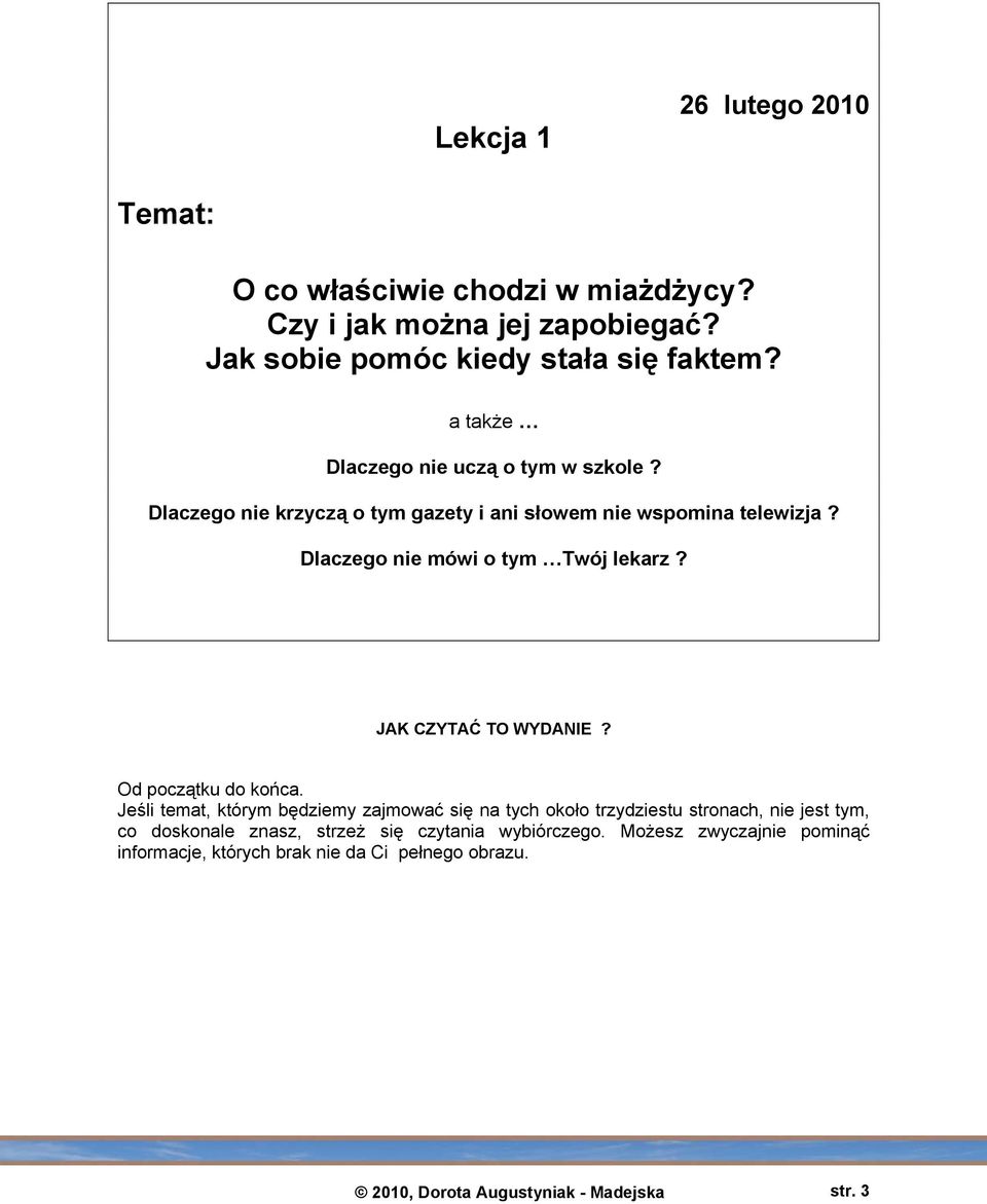 Dlaczego nie mówi o tym Twój lekarz? JAK CZYTAĆ TO WYDANIE? Od początku do końca.