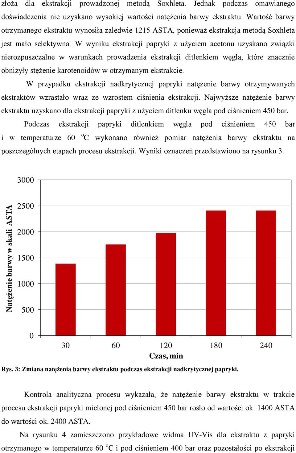 W wyniku ekstrakcji papryki z użyciem acetonu uzyskano związki nierozpuszczalne w warunkach prowadzenia ekstrakcji ditlenkiem węgla, które znacznie obniżyły stężenie karotenoidów w otrzymanym