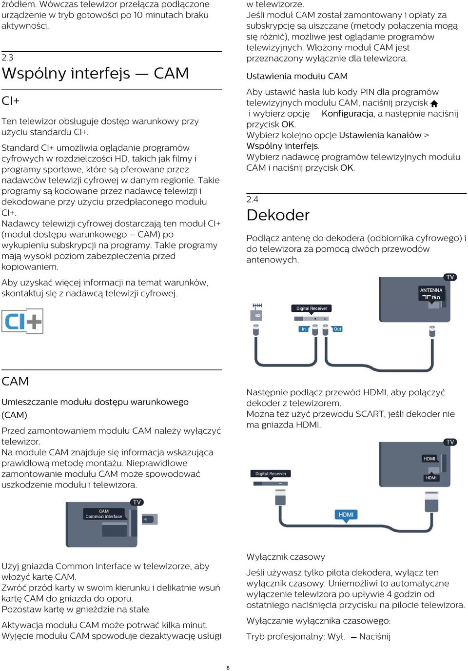 Włożony moduł CAM jest przeznaczony wyłącznie dla telewizora.