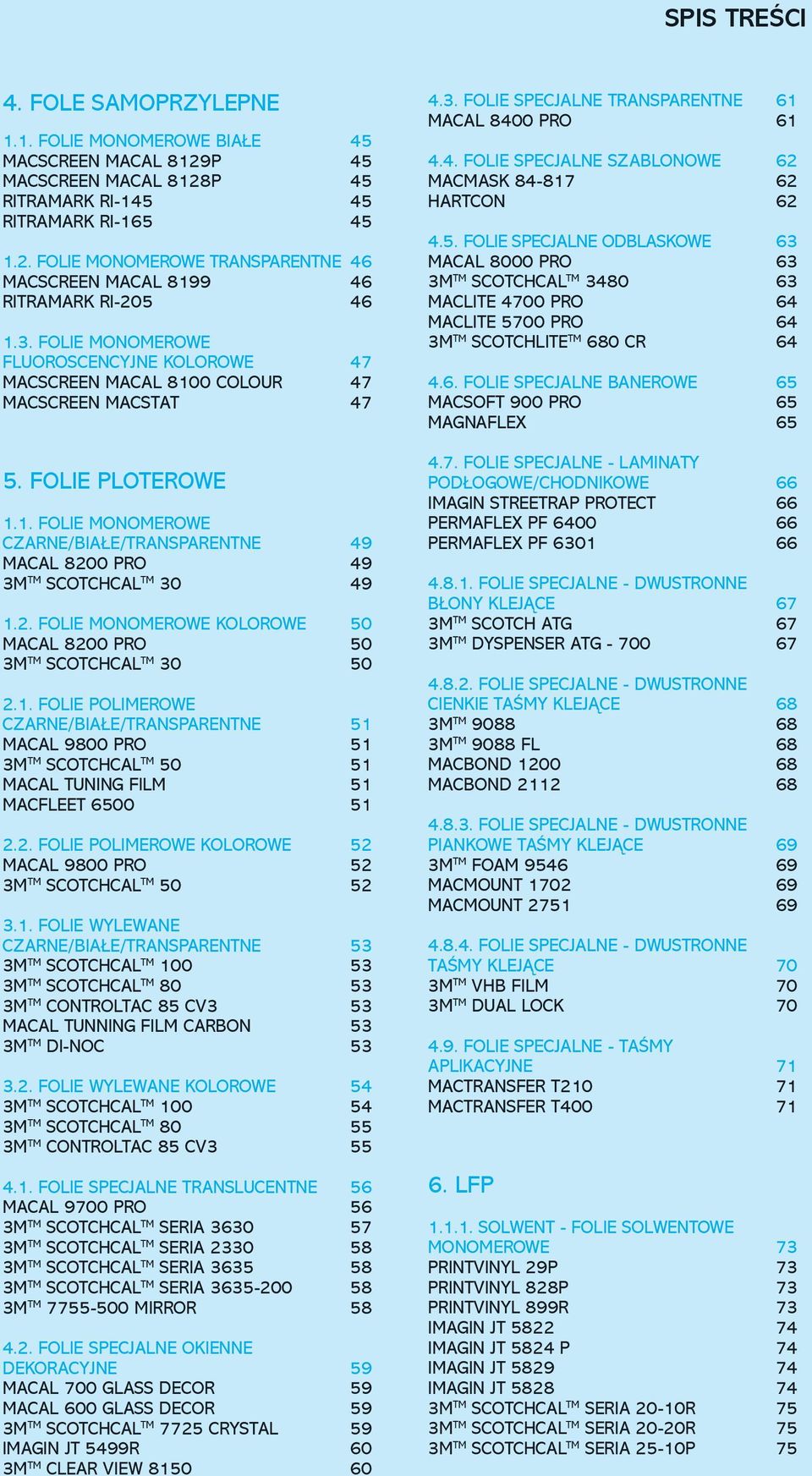 2. FOLIE MONOMEROWE KOLOROWE 50 MACAL 8200 PRO 50 3M TM SCOTCHCAL TM 30 50 2.1.