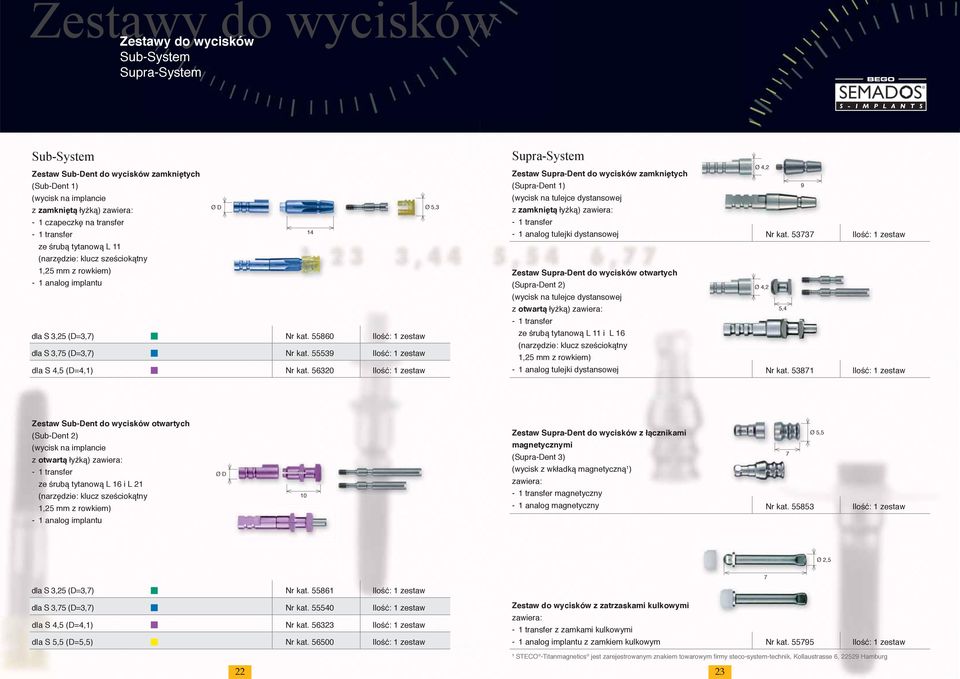 55539 Ilość: 1 zestaw dla S 4,5 (D=4,1) Nr kat.