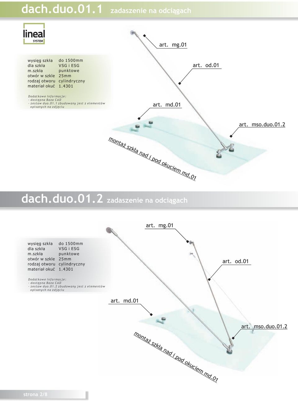 01.2 zbudowany jest z elementów opisanych na zdjêciu art. md.01 art. mso.duo.01.2 monta szk³a nad i pod okuciem md.