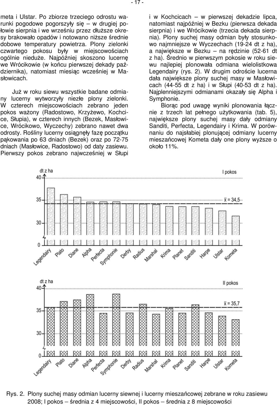 Plony zielonki czwartego pokosu były w miejscowościach ogólnie nieduże. Najpóźniej skoszono lucernę we Wrócikowie (w końcu pierwszej dekady października), natomiast miesiąc wcześniej w Masłowicach.