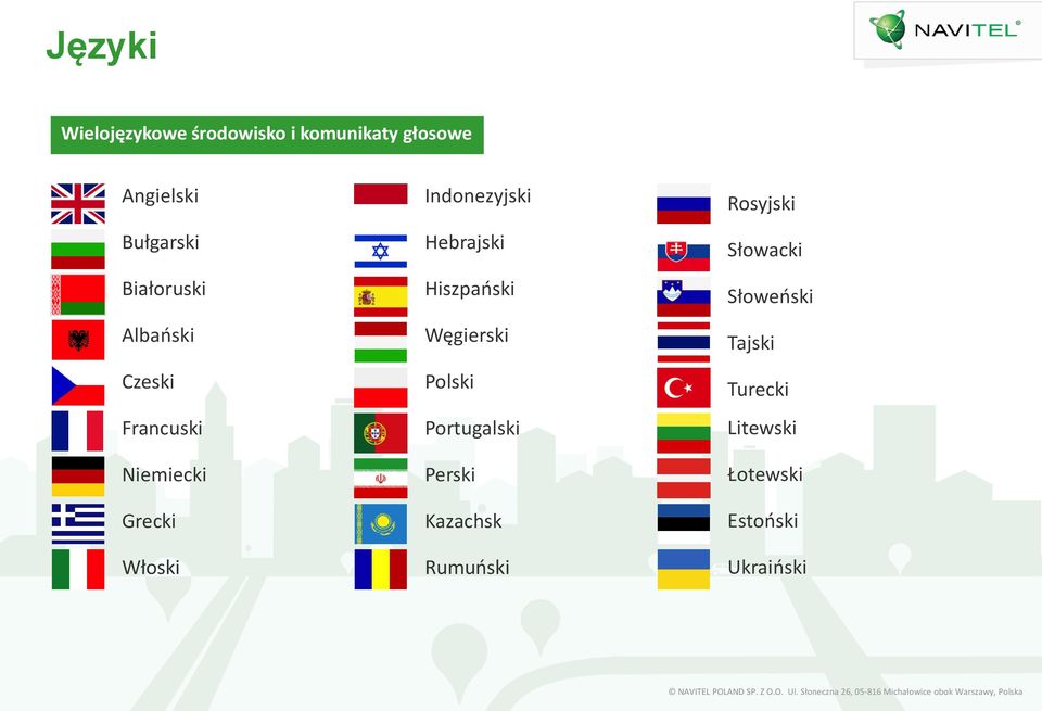 Hebrajski Hiszpaoski Węgierski Polski Portugalski Perski Kazachsk Rumuoski