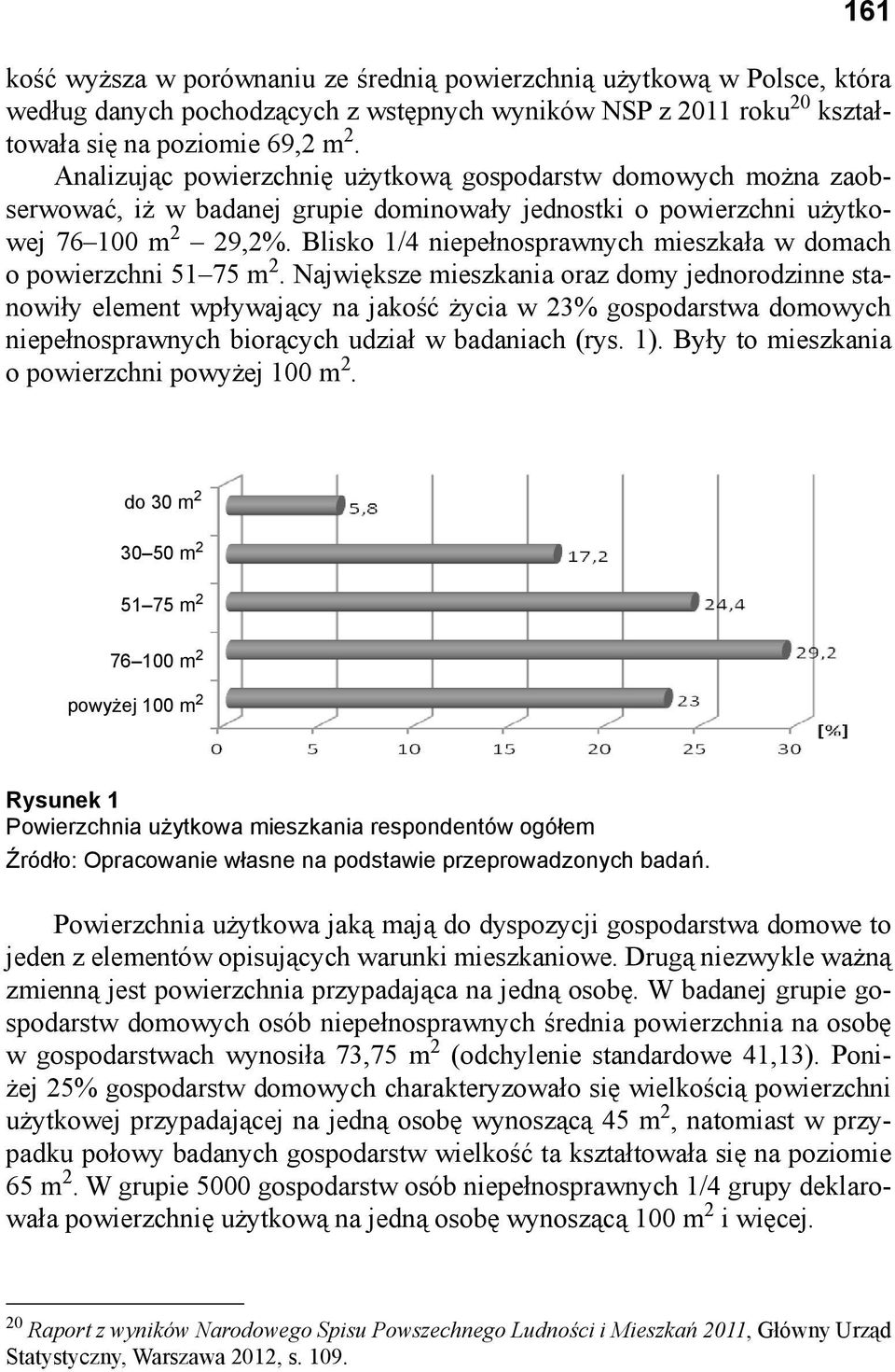 Blisko 1/4 niepełnosprawnych mieszkała w domach o powierzchni 51 75 m 2.