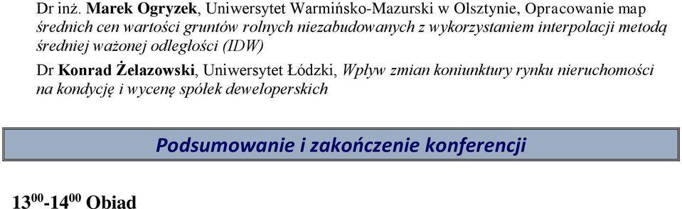 gruntów rolnych niezabudowanych z wykorzystaniem interpolacji metodą średniej ważonej odległości