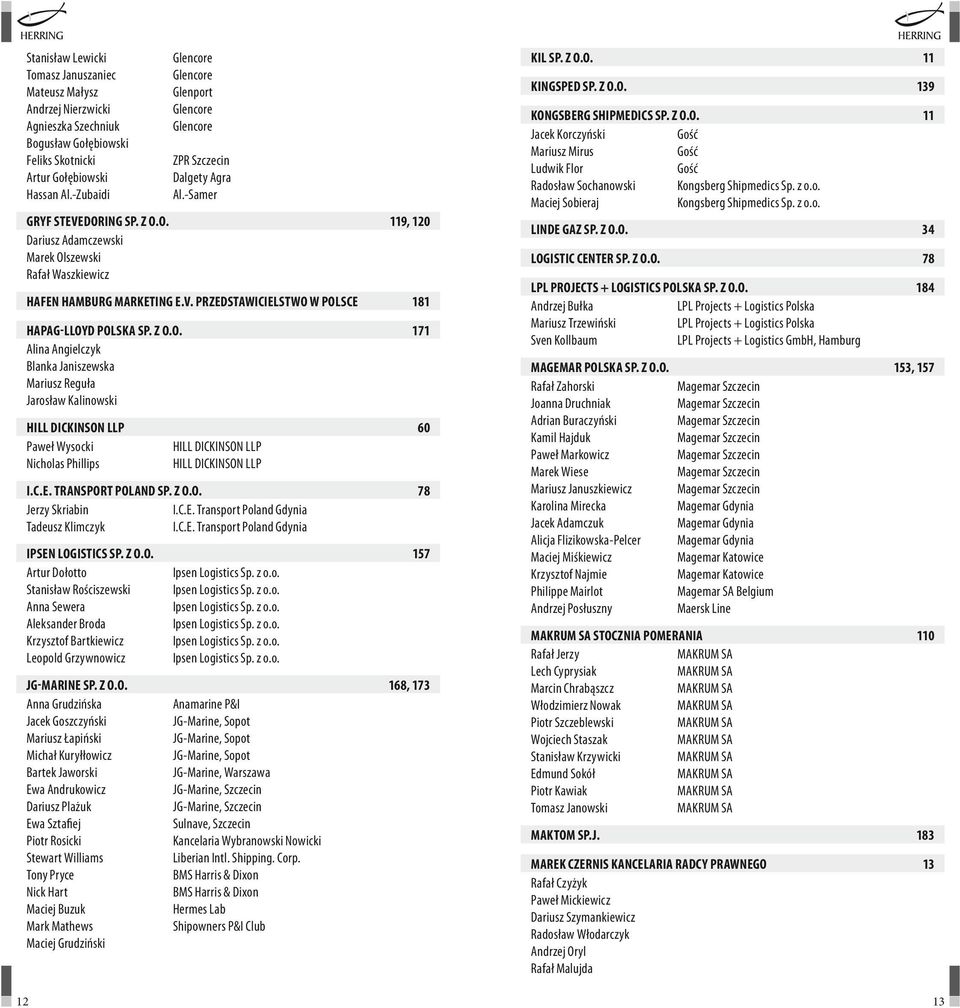 Z O.O. 171 Alina Angielczyk Blanka Janiszewska Mariusz Reguła Jarosław Kalinowski Hill Dickinson LLP 60 Paweł Wysocki HILL DICKINSON LLP Nicholas Phillips HILL DICKINSON LLP I.C.E.