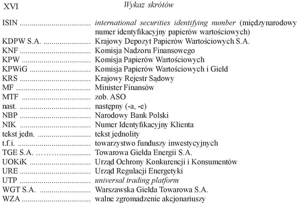 ... następny (-a, -e) NBP... Narodowy Bank Polski NIK... Numer Identyfikacyjny Klienta tekst jedn.... tekst jednolity t.f.i.... towarzystwo funduszy inwestycyjnych TGE S.A.