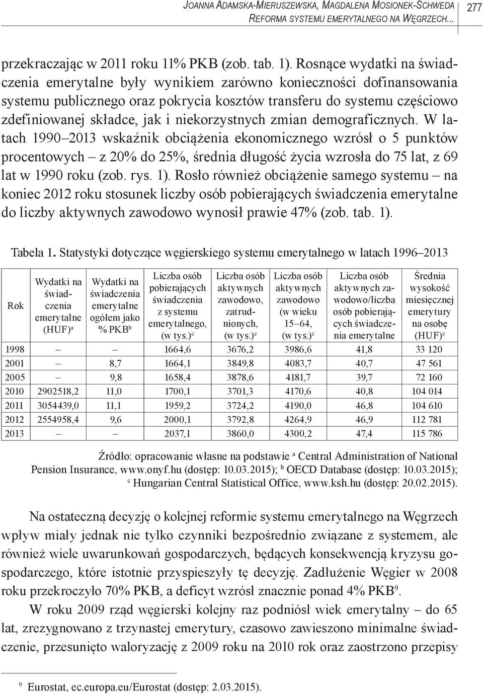 niekorzystnych zmian demograficznych.