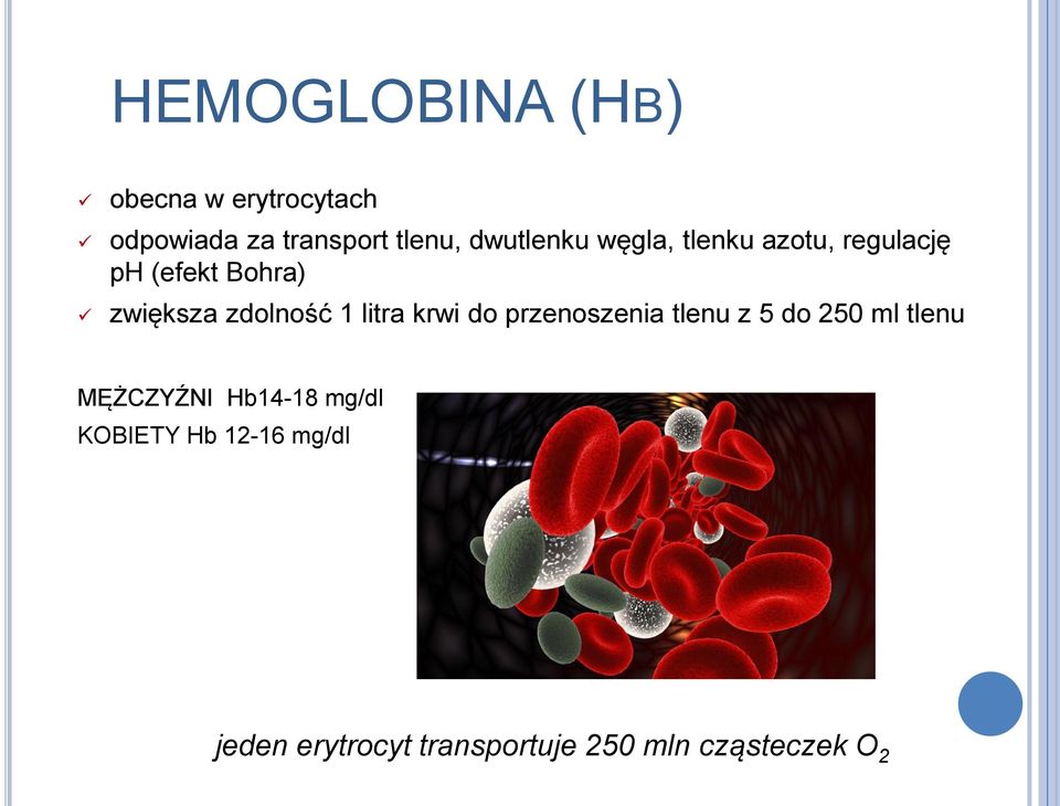 zdolność 1 litra krwi do przenoszenia tlenu z 5 do 250 ml tlenu MĘŻCZYŹNI