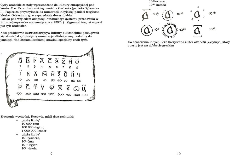 Polska pod względem adaptacji hinduskiego systemu przodowała w Europie(rozprawka matematyczna z 1397r.) Zygmunt August używał już cyfr arabskich.