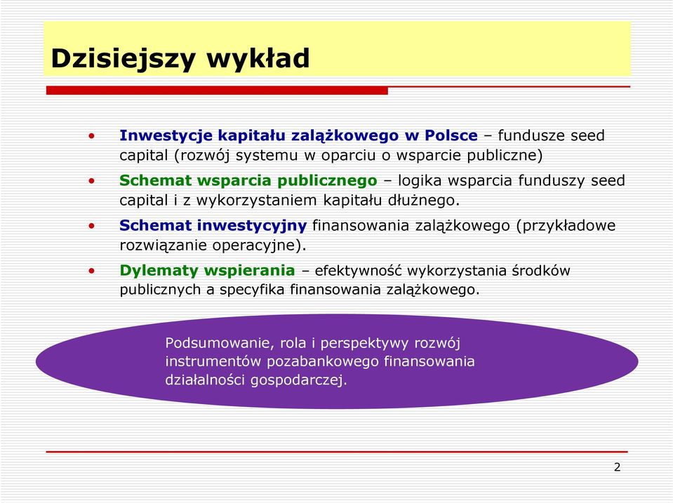 Schemat inwestycyjny finansowania zalążkowego (przykładowe rozwiązanie operacyjne).