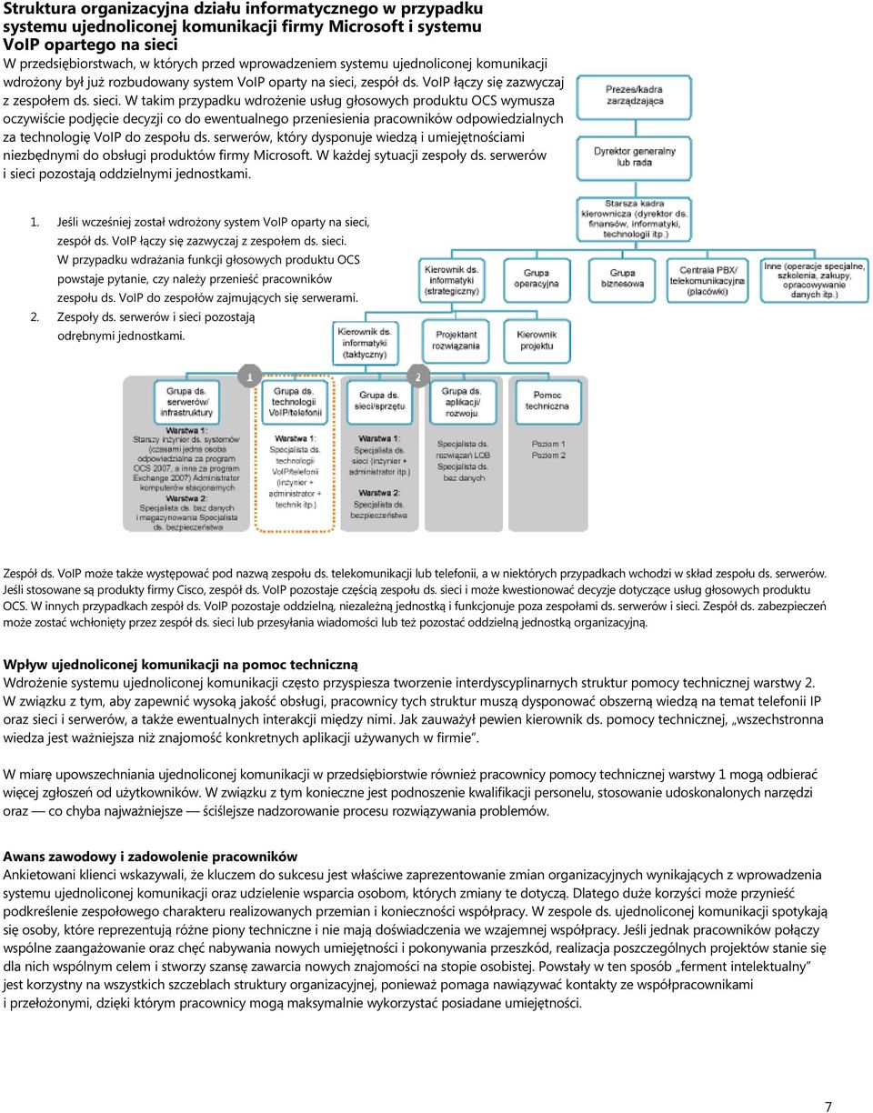 zespół ds. VoIP łączy się zazwyczaj z zespołem ds. sieci.