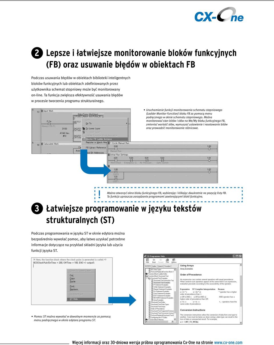 Uruchamianie funkcji monitorowania schematu stopniowego (Ladder Monitor Function) bloku FB za pomocą menu podręcznego w oknie schematu stopniowego.