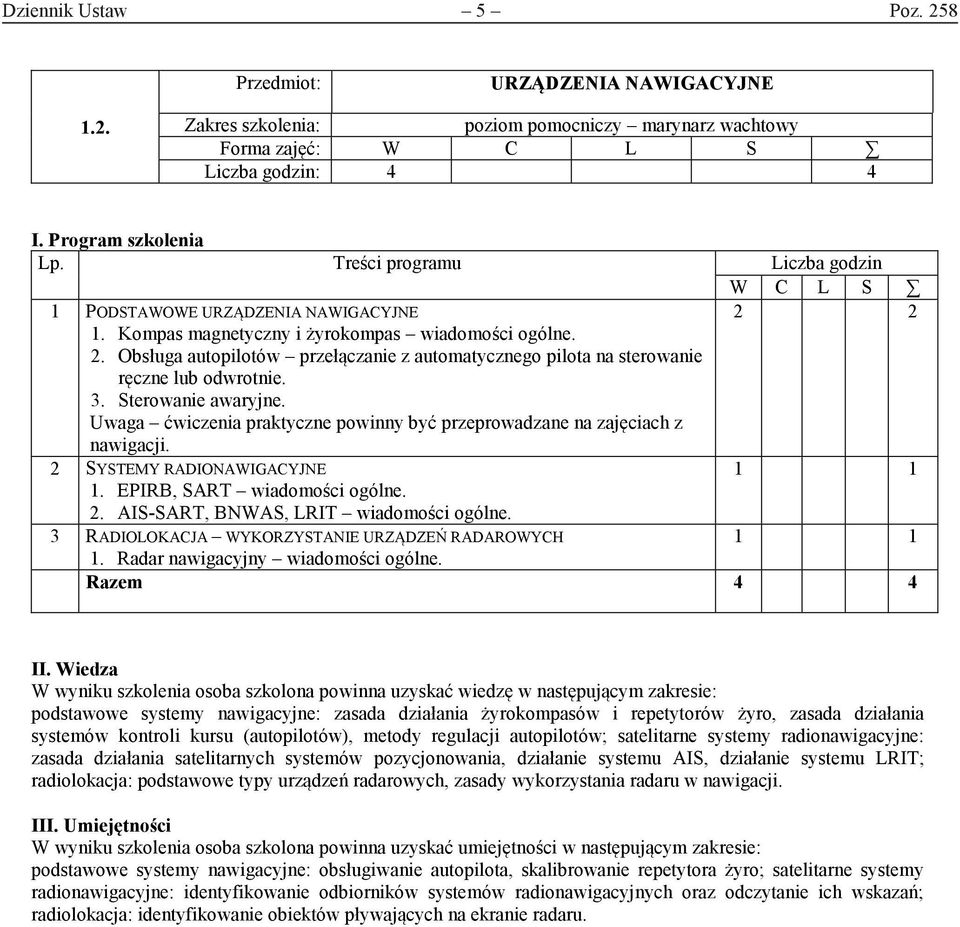 Uwaga ćwiczenia praktyczne powinny być przeprowadzane na zajęciach z nawigacji. 2 SYSTEMY RADIONAWIGACYJNE 1 1 1. EPIRB, SART wiadomości ogólne. 2. AIS-SART, BNWAS, LRIT wiadomości ogólne.