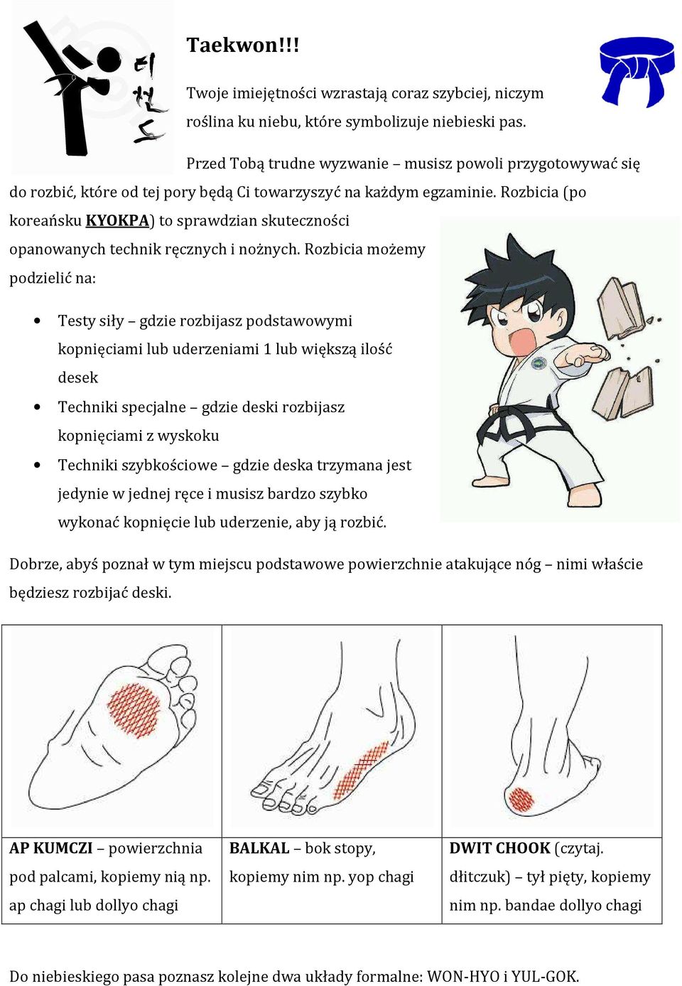 Rozbicia (po koreańsku KYOKPA) ) to sprawdzian skuteczności opanowanych technik ręcznych i nożnych.