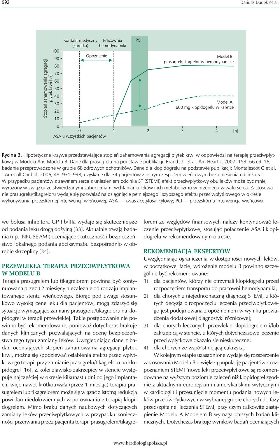 Dane dla klopidogrelu na podstawie publikacji: Montalescot G et al. J Am Coll Cardiol, 2006; 48: 931 938, uzyskane dla 34 pacjentów z ostrym zespołem wieńcowym bez uniesienia odcinka ST.