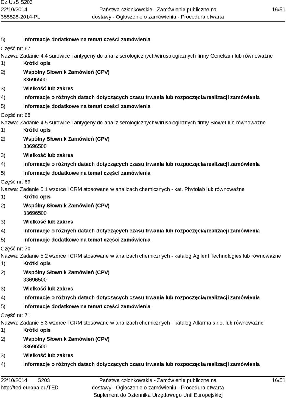 5 surowice i antygeny do analiz serologicznych/wirusologicznych firmy Biowet lub Część nr: 69 Nazwa: Zadanie 5.