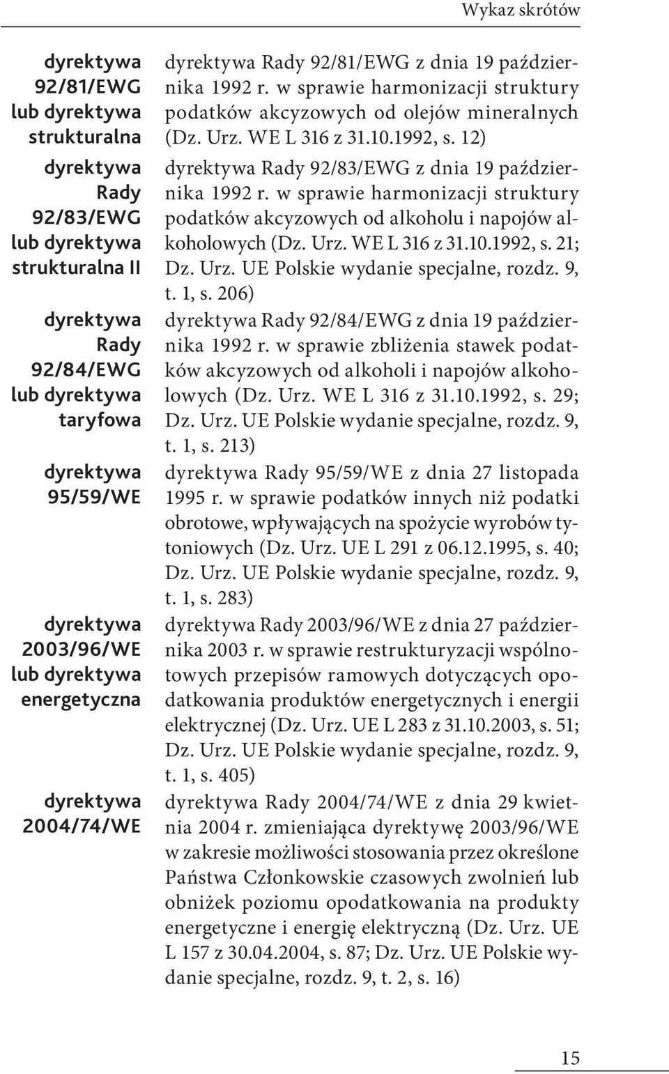 w sprawie harmonizacji struktury podatków akcyzowych od alkoholu i napojów alkoholowych (Dz. Urz. WE L 316 z 31.10.1992, s. 21; Dz. Urz. UE Polskie wydanie specjalne, rozdz. 9, t. 1, s.