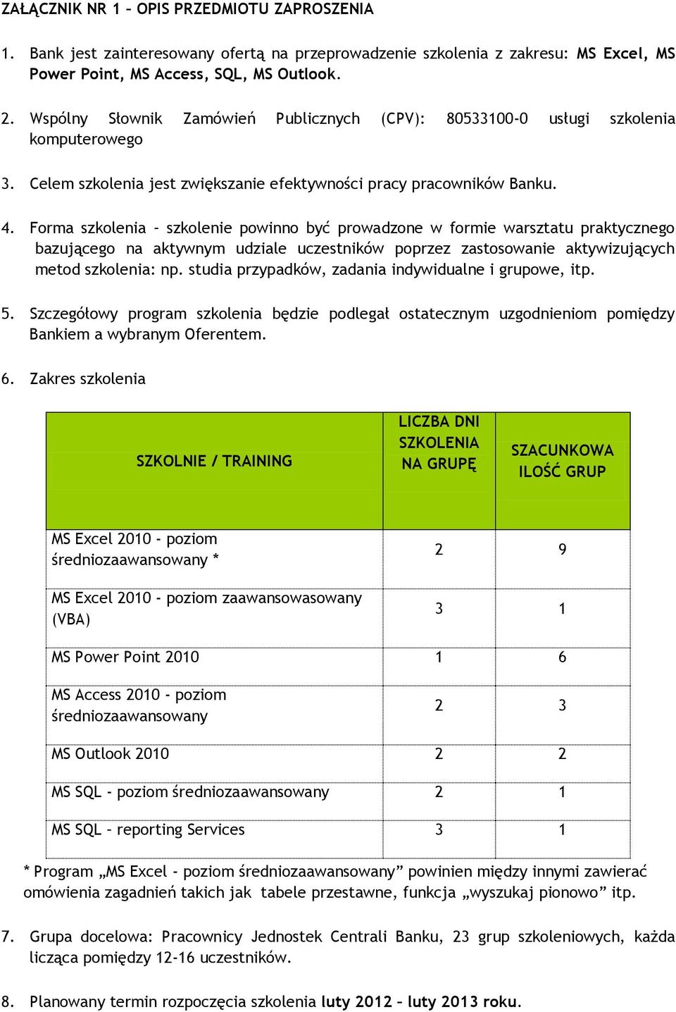 Forma szkolenia szkolenie powinno być prowadzone w formie warsztatu praktycznego bazującego na aktywnym udziale uczestników poprzez zastosowanie aktywizujących metod szkolenia: np.