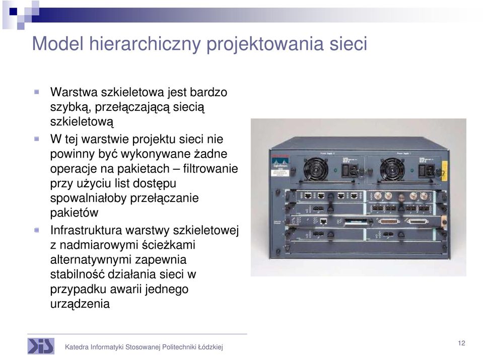 filtrowanie przy użyciu list dostępu spowalniałoby przełączanie pakietów Infrastruktura warstwy