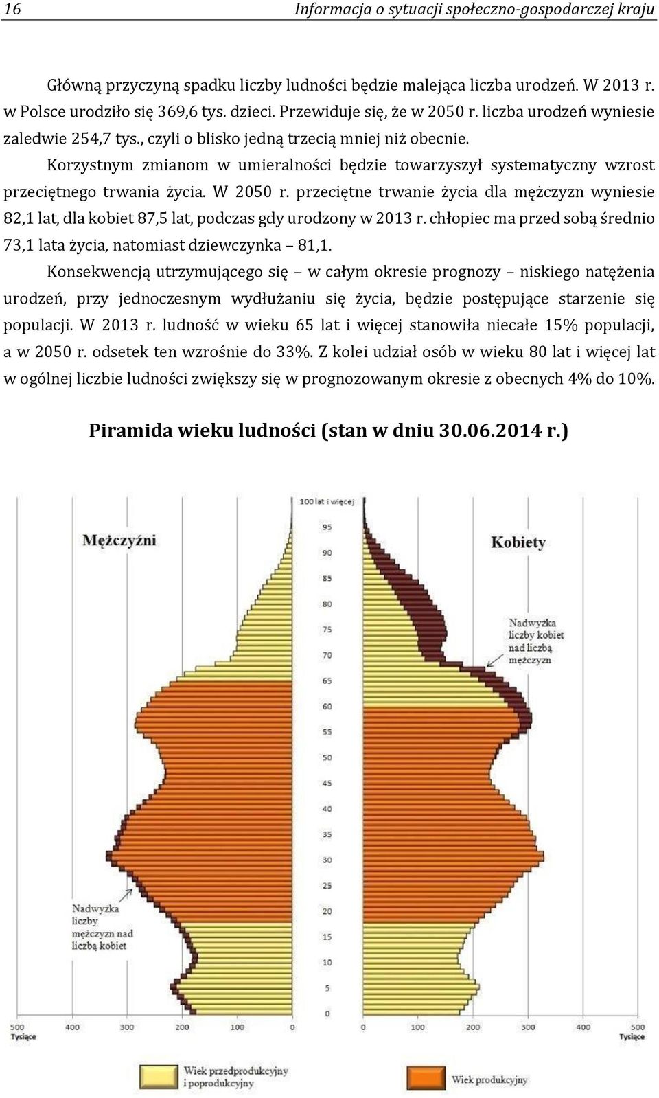 Korzystnym zmianom w umieralności będzie towarzyszył systematyczny wzrost przeciętnego trwania życia. W 2050 r.