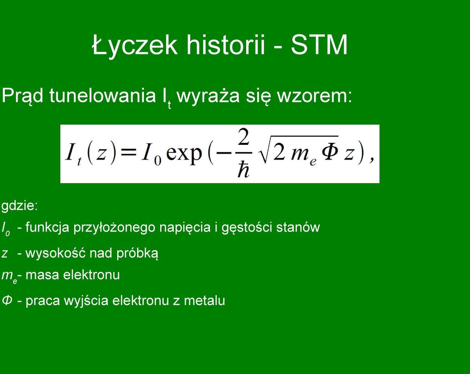 napięcia i gęstości stanów z - wysokość nad