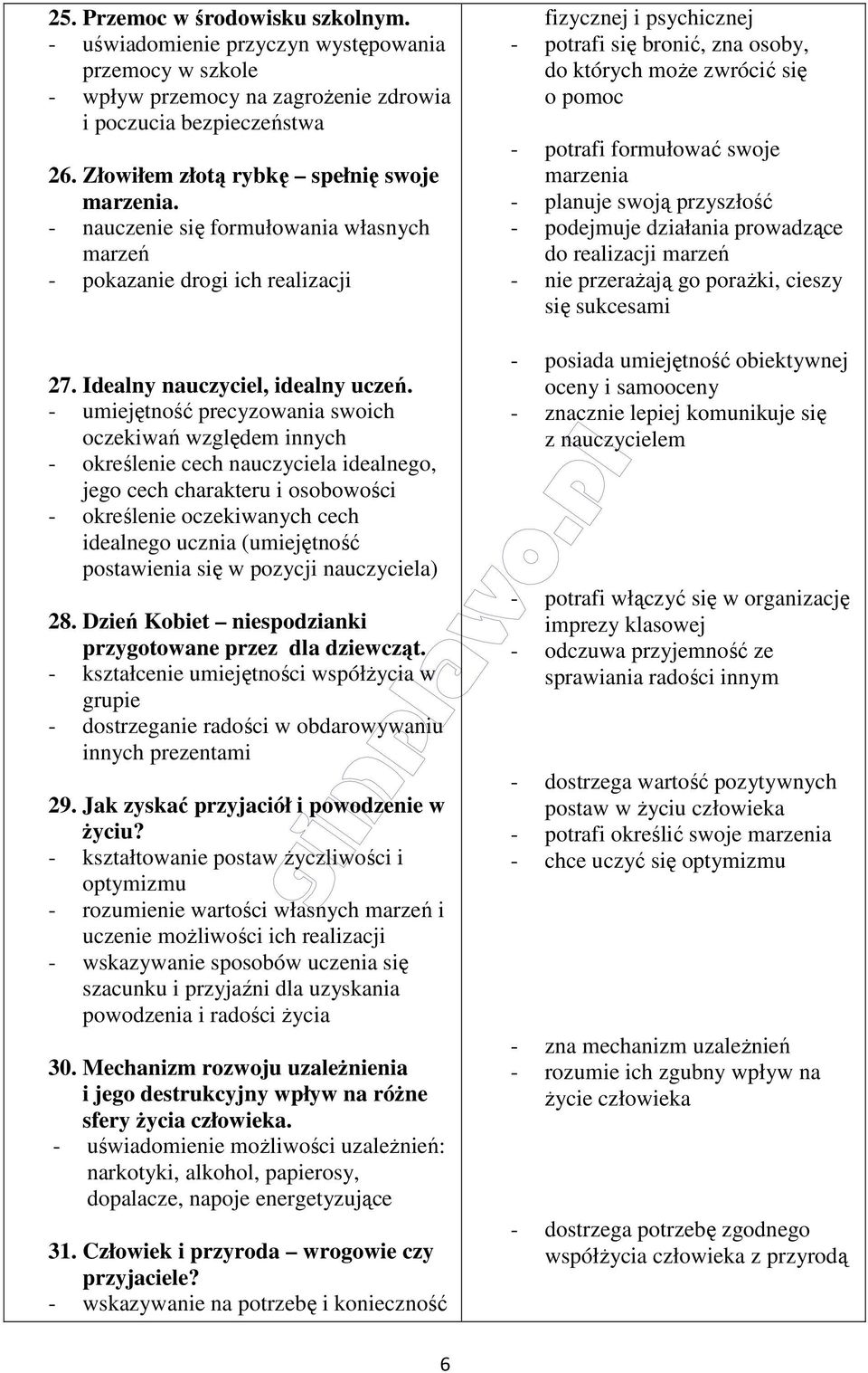 - umiejętność precyzowania swoich oczekiwań względem innych - określenie cech nauczyciela idealnego, jego cech charakteru i osobowości - określenie oczekiwanych cech idealnego ucznia (umiejętność