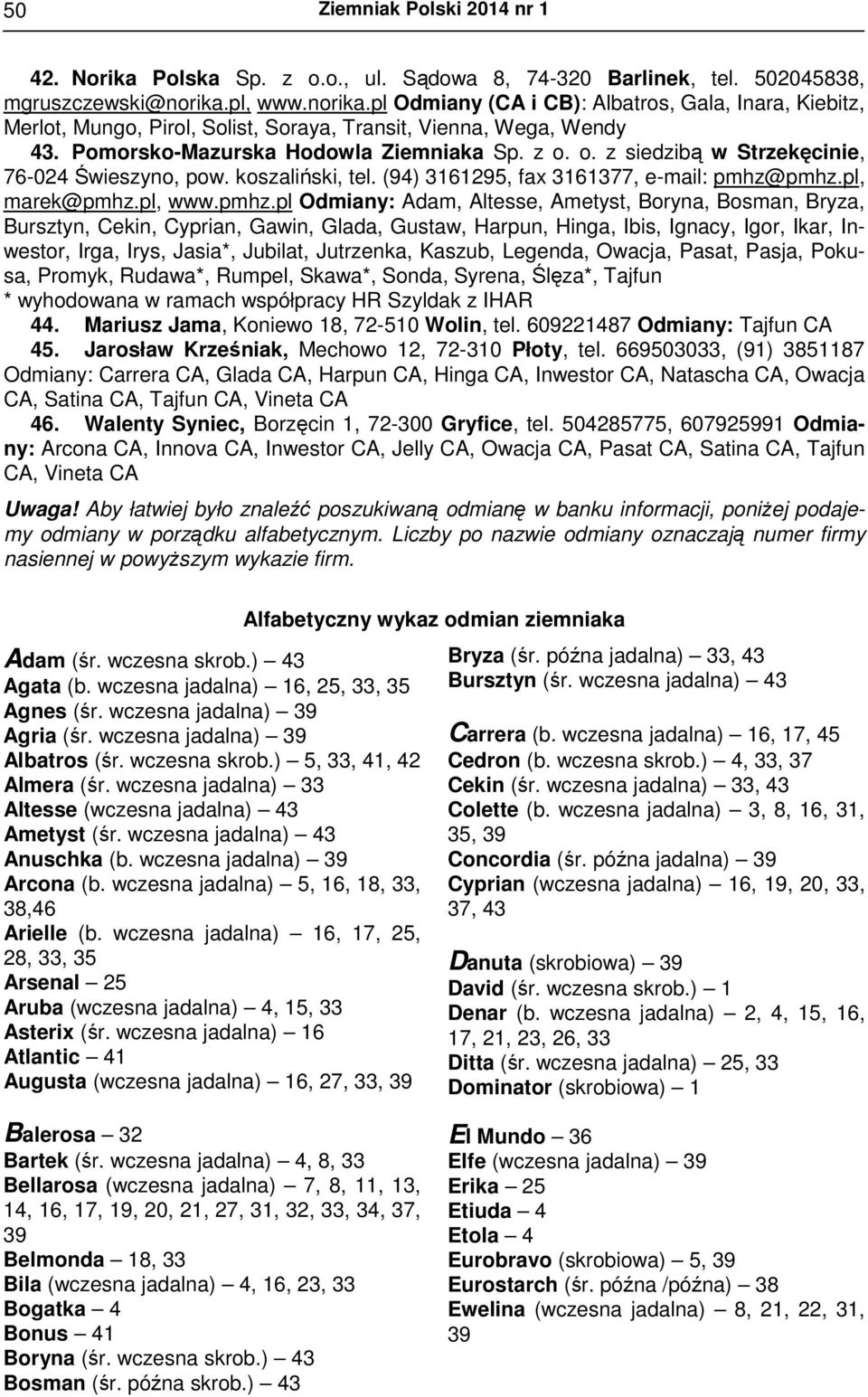 o. z siedzibą w Strzekęcinie, 76-024 Świeszyno, pow. koszaliński, tel. (94) 3161295, fax 3161377, e-mail: pmhz@