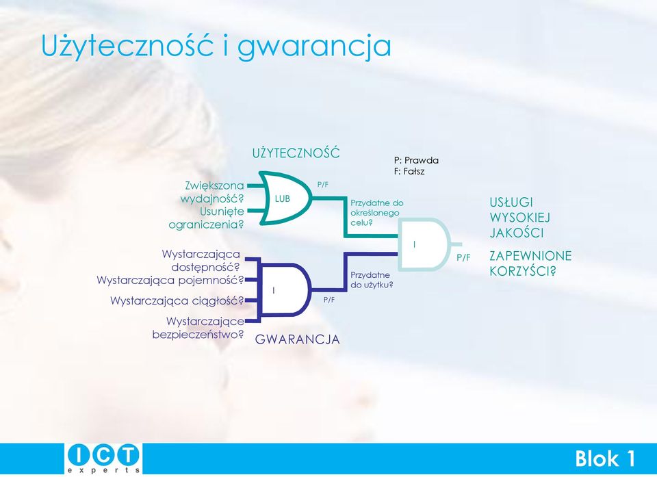 UŻYTECZNOŚĆ P/F LUB I P/F Przydatne do określonego celu? Przydatne do użytku?