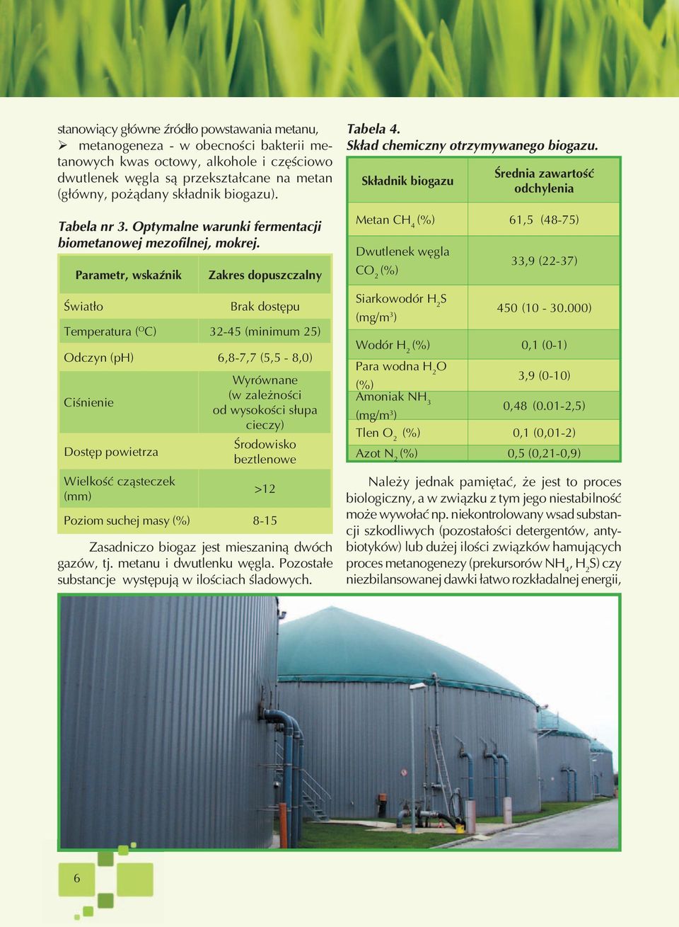 Parametr, wskaźnik Światło Zakres dopuszczalny Brak dostępu Temperatura ( O C) 32-45 (minimum 25) Odczyn (ph) 6,8-7,7 (5,5-8,0) Wyrównane Ciśnienie (w zależności od wysokości słupa cieczy) Dostęp