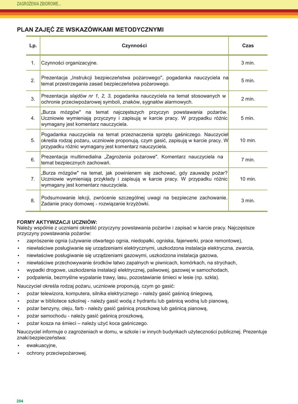 Prezentacja slajdów nr 1, 2, 3, pogadanka nauczyciela na temat stosowanych w ochronie przeciwpożarowej symboli, znaków, sygnałów alarmowych.