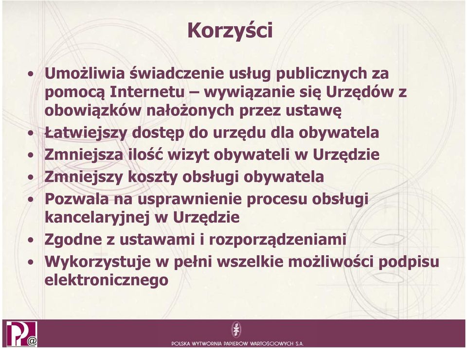 obywateli w Urzędzie Zmniejszy koszty obsługi obywatela Pozwala na usprawnienie procesu obsługi