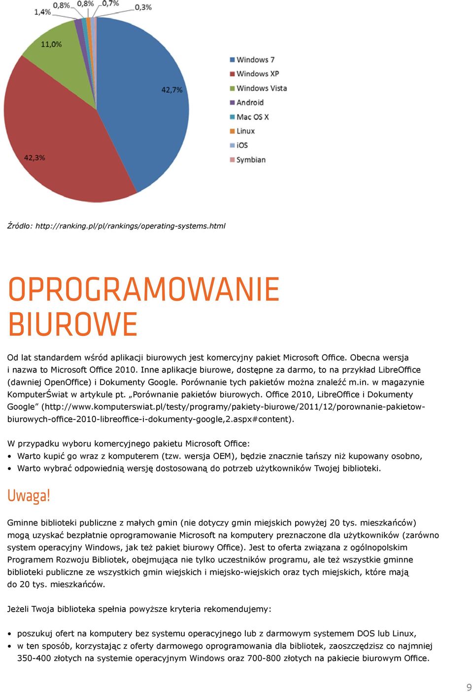 in. w magazynie KomputerŚwiat w artykule pt. Porównanie pakietów biurowych. Office 2010, LibreOffice i Dokumenty Google (http://www.komputerswiat.