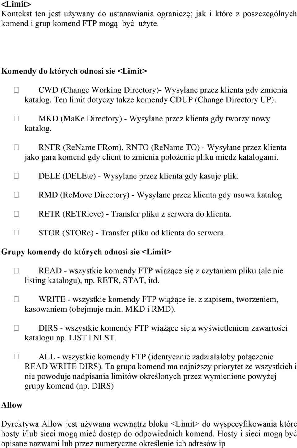 MKD (MaKe Directory) - Wysyłane przez klienta gdy tworzy nowy katalog.