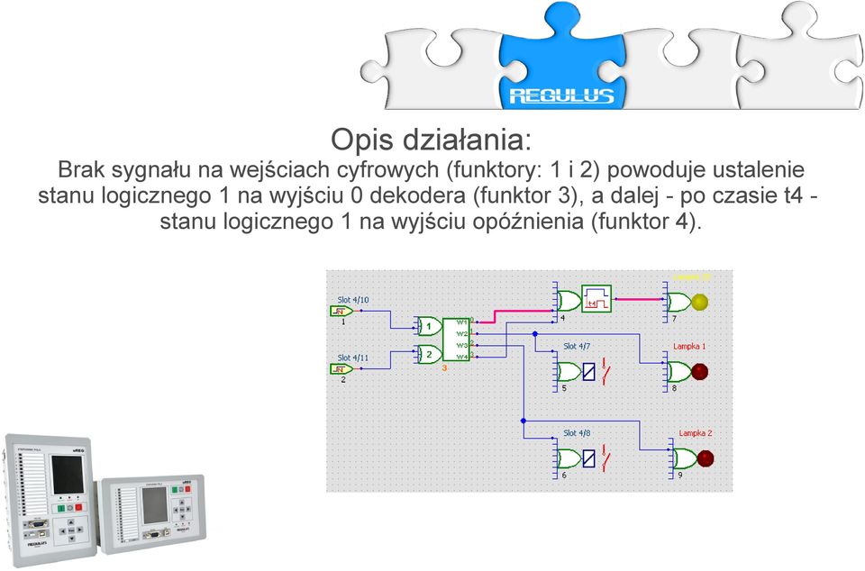 1 na wyjściu 0 dekodera (funktor 3), a dalej - po