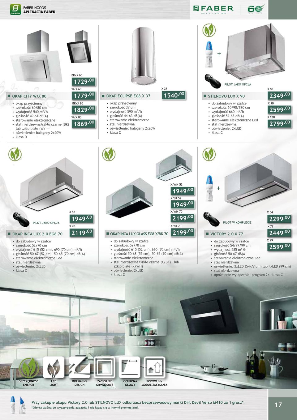 sterowanie elektroniczne stal nierdzewna oświetlenie: halogeny 2x20W klasa C PILOT JAKO OPCJA X 37 X 60 1540,00 STILNOVO LUX X 90 do zabudowy w szafce szerokość 60/90/120 cm wydajność 660 m³/h