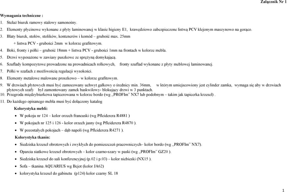 Blaty biurek, stołów, stolików, kontenerów i komód grubość max. 25mm + listwa PCV - grubości 2mm w kolorze grafitowym. 4.