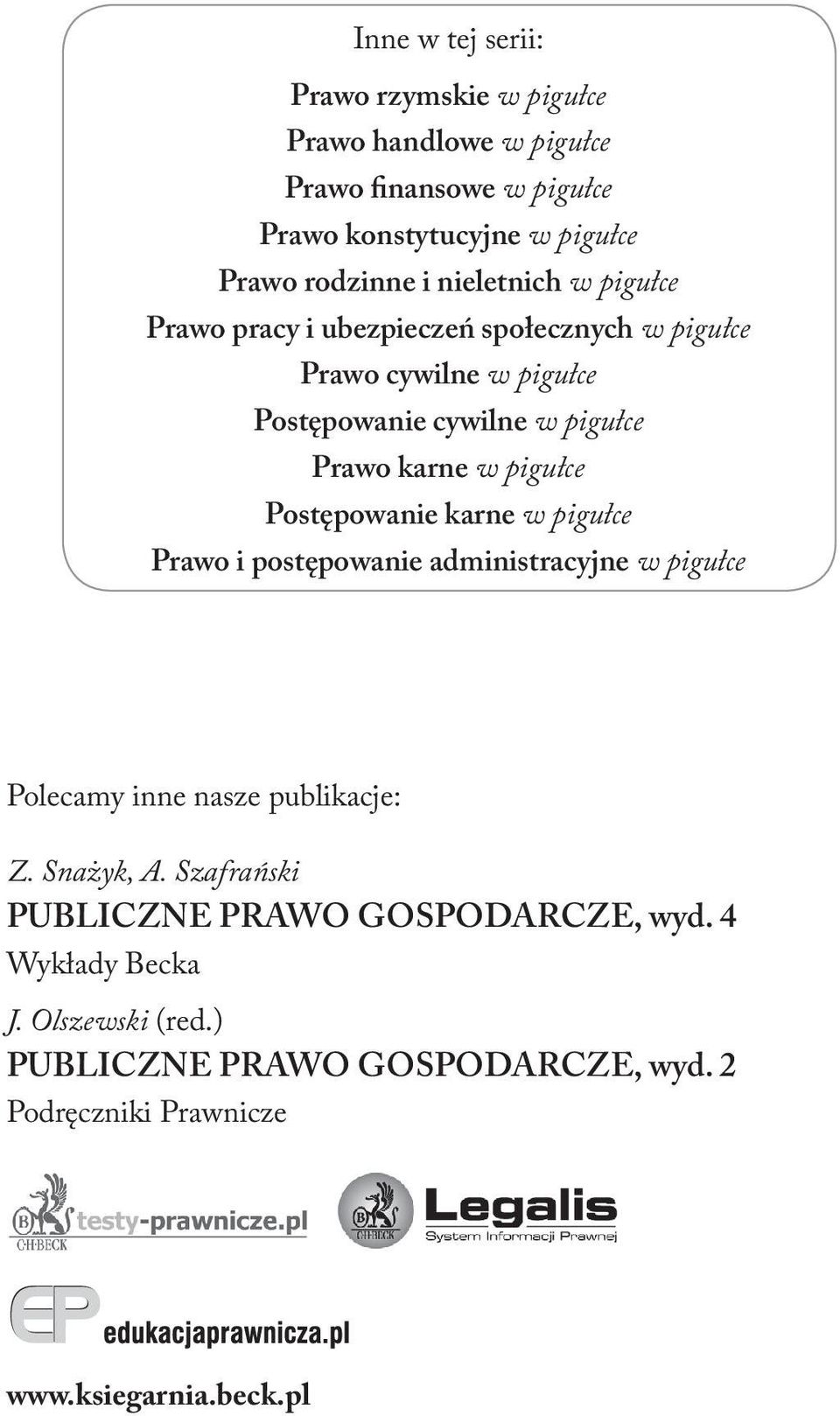 pigułce Postępowanie karne w pigułce Prawo i postępowanie administracyjne w pigułce Polecamy inne nasze publikacje: Z. Snażyk, A.