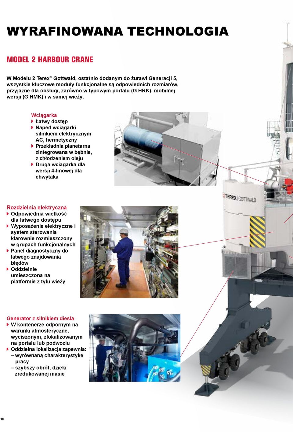 Wciągarka A Łatwy dostęp A Napęd wciągarki silnikiem elektrycznym AC, hermetyczny A Przekładnia planetarna zintegrowana w bębnie, z chłodzeniem oleju A Druga wciągarka dla wersji 4-linowej dla