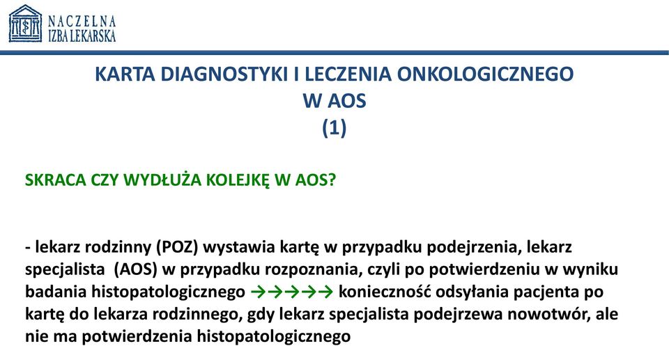 rozpoznania, czyli po potwierdzeniu w wyniku badania histopatologicznego konieczność odsyłania pacjenta