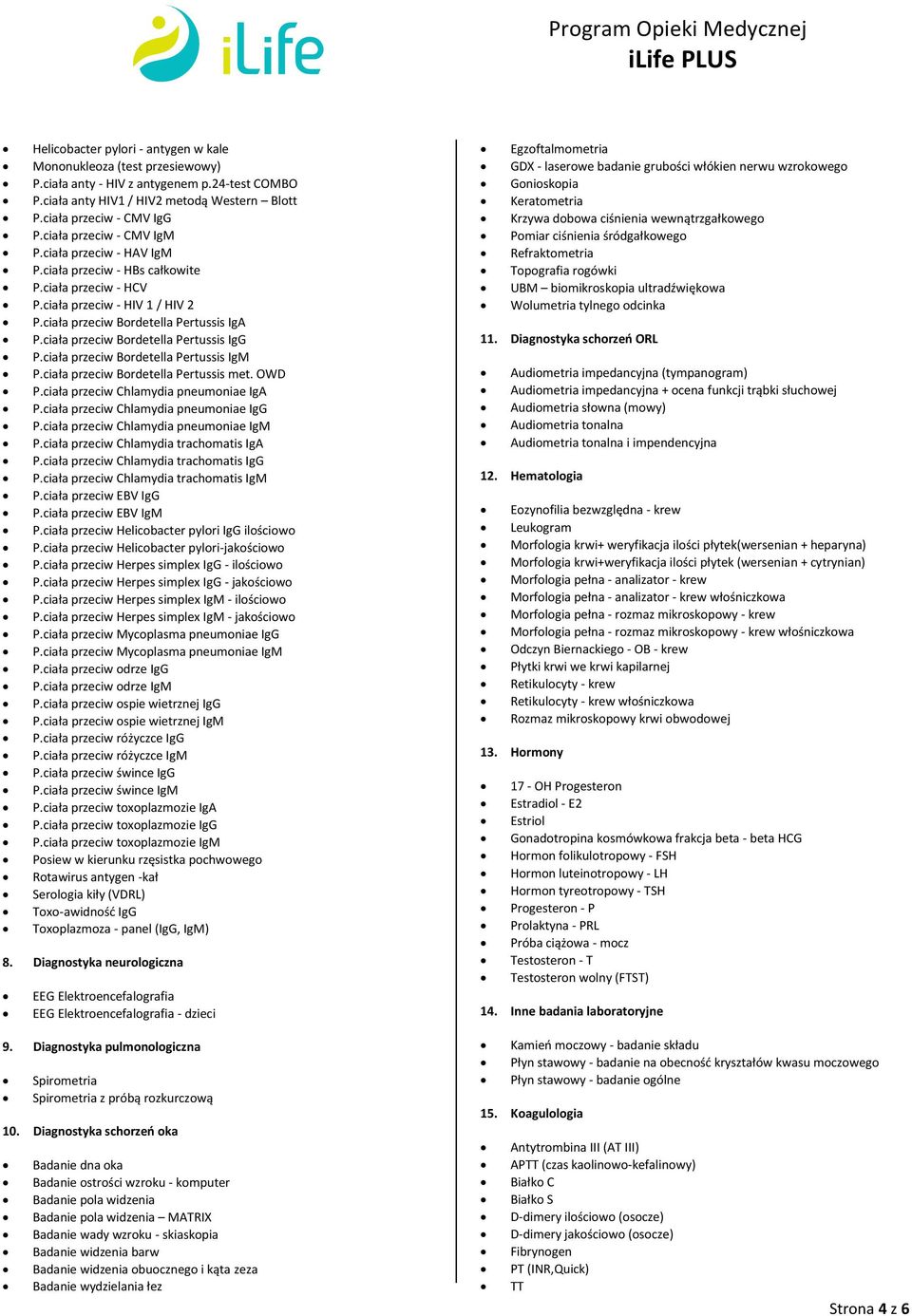 ciała przeciw Bordetella Pertussis IgG P.ciała przeciw Bordetella Pertussis IgM P.ciała przeciw Bordetella Pertussis met. OWD P.ciała przeciw Chlamydia pneumoniae IgA P.