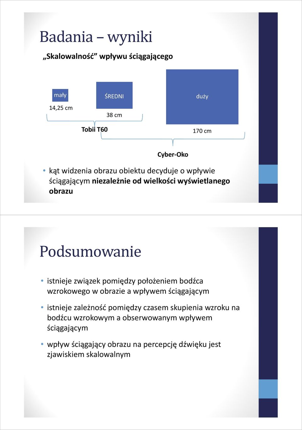 pomiędzy położeniem bodźca wzrokowego w obrazie a wpływem ściągającym istnieje zależność pomiędzy czasem skupienia wzroku