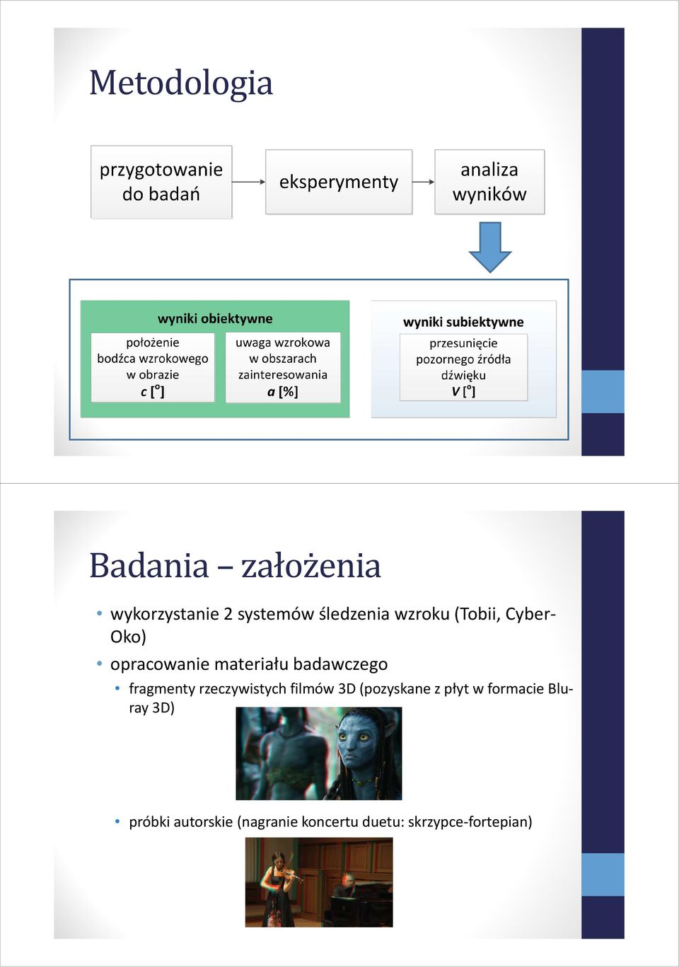 fragmenty rzeczywistych filmów 3D (pozyskane z płyt w formacie