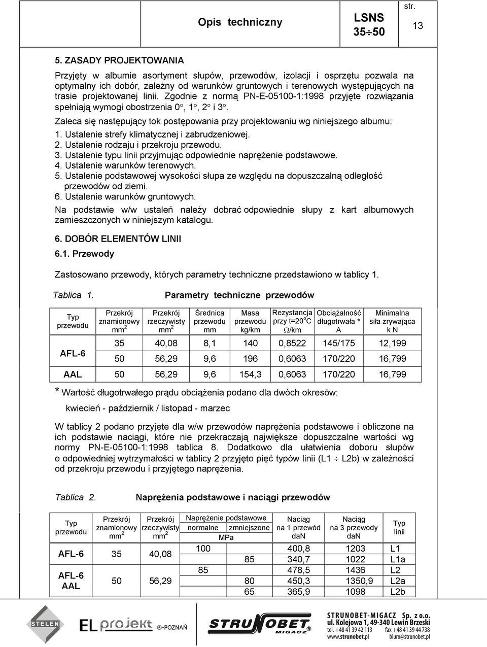 projektowanej linii. Zgodnie z normą PN-E-05100-1:1998 przyjęte rozwiązania spełniają wymogi obostrzenia 0, 1, 2 i 3.