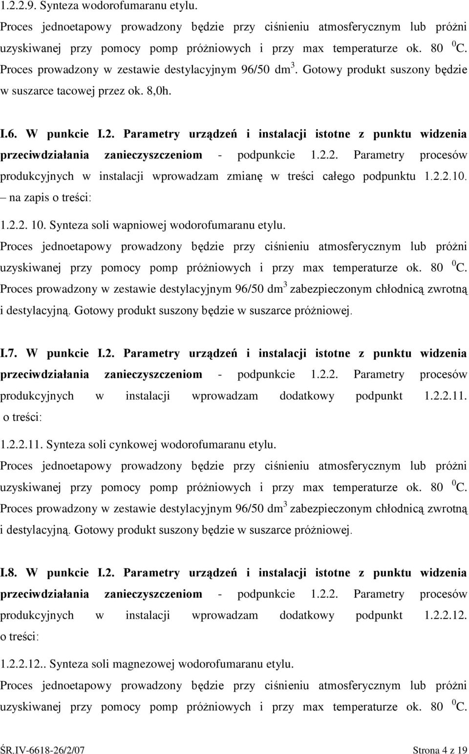 Parametry urządzeń i instalacji istotne z punktu widzenia przeciwdziałania zanieczyszczeniom podpunkcie 1.2.