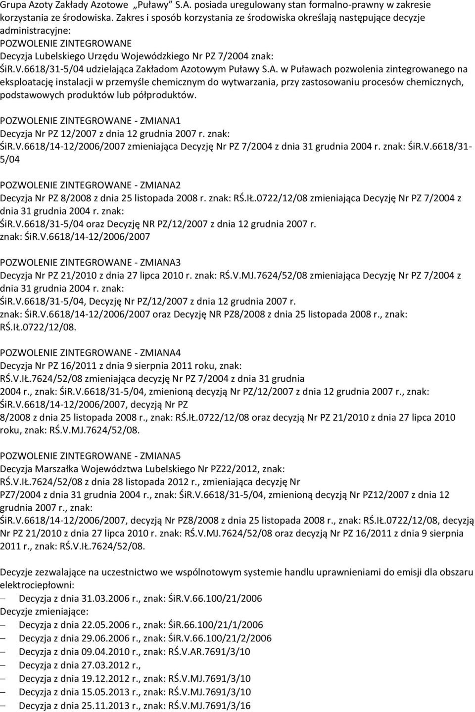 6618/31-5/04 udzielająca Zakładom Az