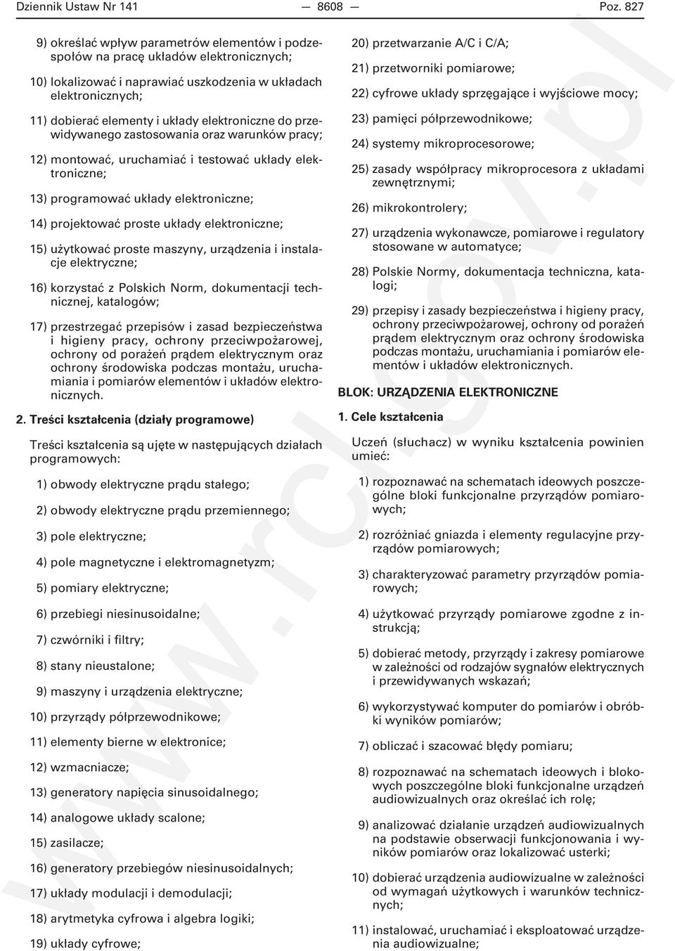 elektroniczne do przewidywanego zastosowania oraz warunków pracy; 12) montować, uruchamiać i testować układy elektroniczne; 13) programować układy elektroniczne; 14) projektować proste układy